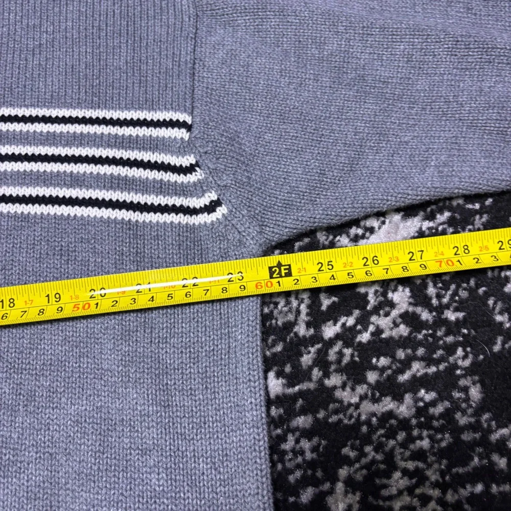 Vintage Croft & Barrow Men XL Gray Striped Crewneck Sweater 100% Cotton Y2K